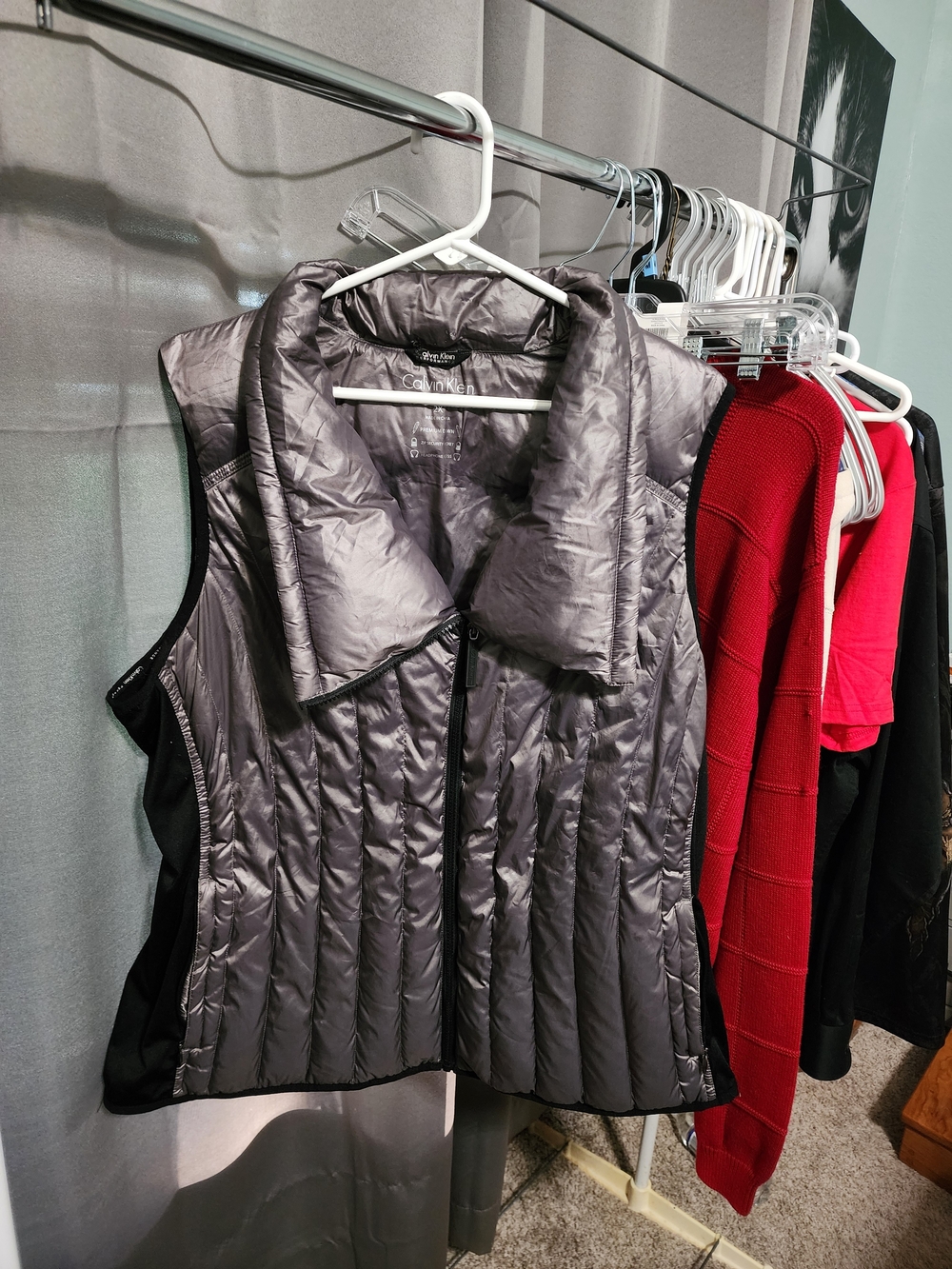 Calvin Klein Silver Quilted Sleeveless Vest
